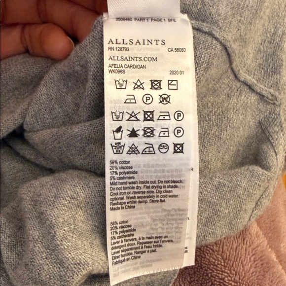 All Saints Light Gray Women's Afelia Cardigan. Small - Picture 6 of 6